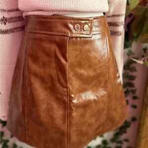 Active USA Tan Leather Mini Skirt
